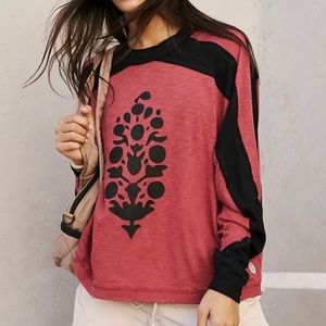 Free People All About It Logo Oversized Long Sleeve Shirt Red. Never worn! Sz S